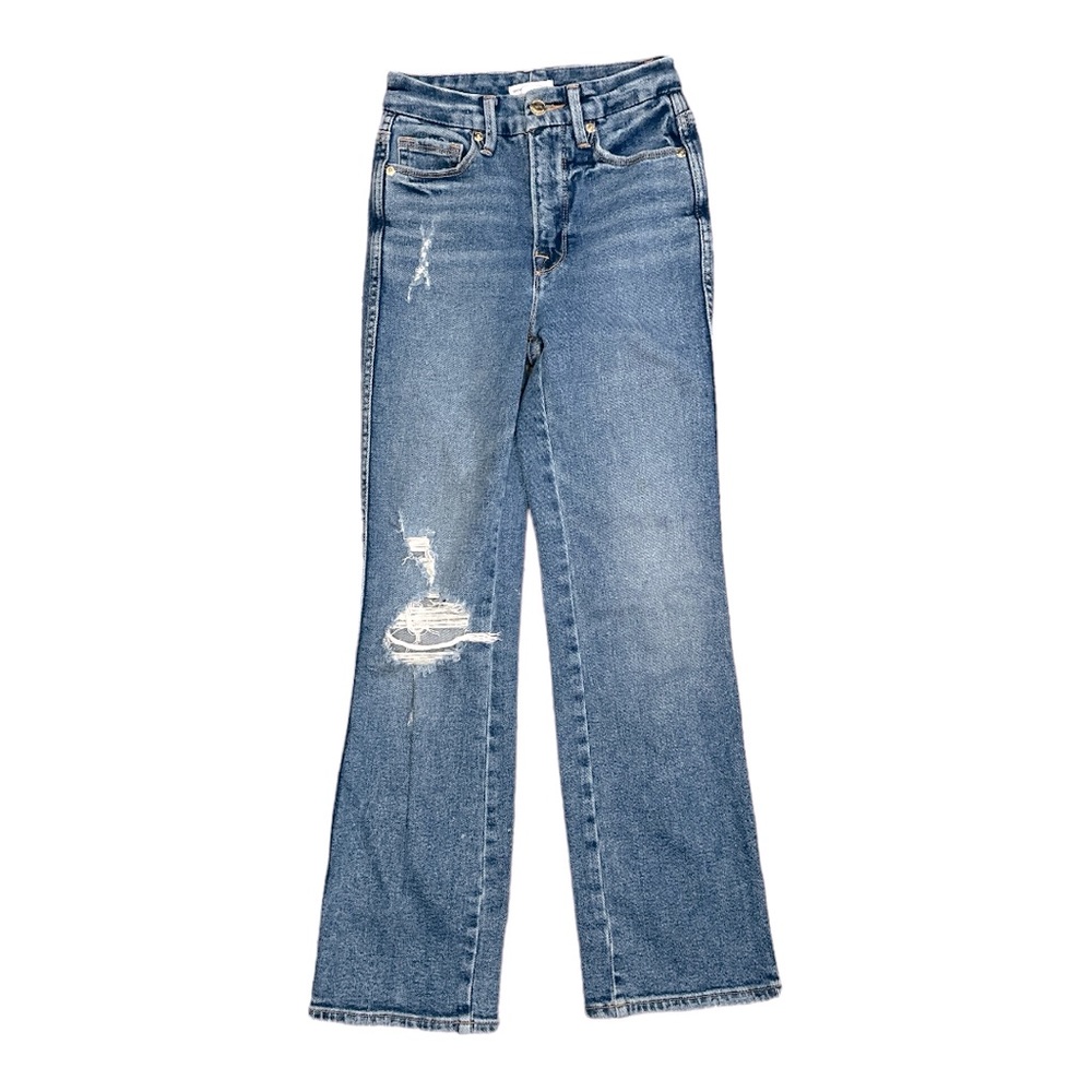 Good American Good Curve Straight Leg High Rise Distressed Ankle Jeans - Picture 5 of 9